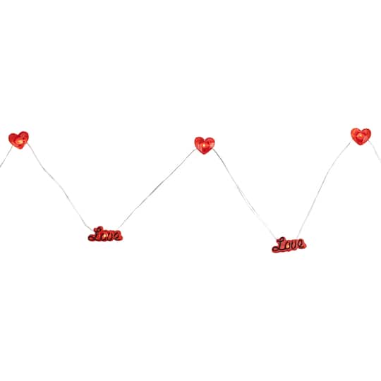 20ct. Red LED Valentine's Day Love & Heart Fairy String Lights with Copper Wire